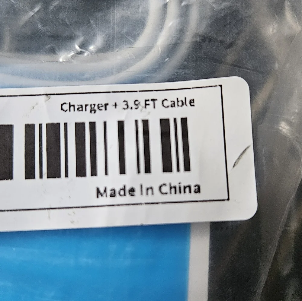 NWT USB-C Blue & White Power Adapter, 3.9 Feet Cord, Never Opened Or Used.